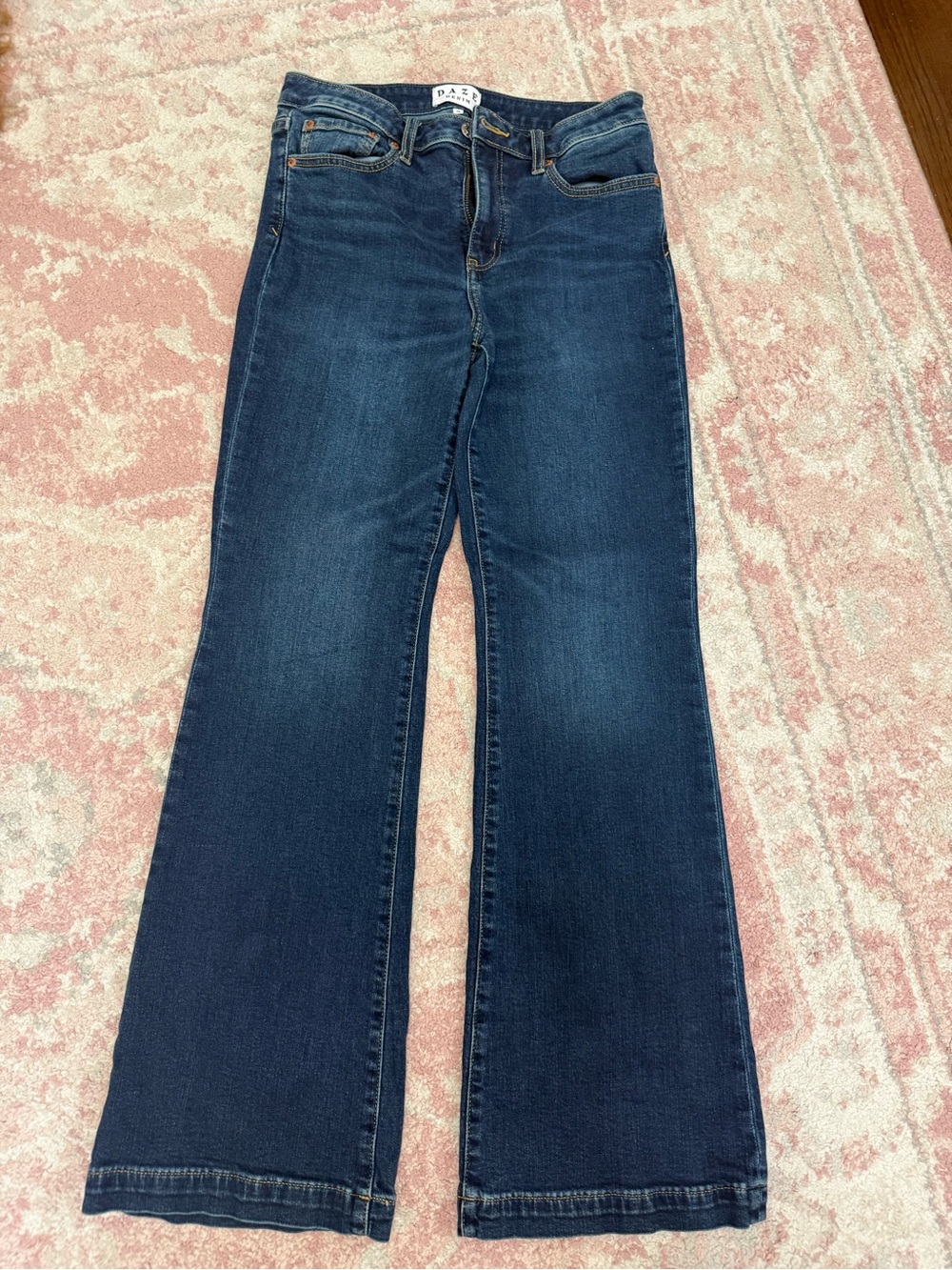 Dark Blue Flare Jeans by Daze Denim Women's Wide Leg Denim